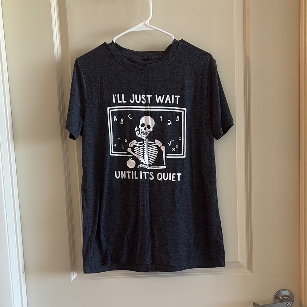 Black Teacher T-Shirt with Skeleton Design